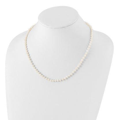 Sterling Silver Rhodium-plated 4-5mm White Near-Round Freshwater Cultured Pearl 18 inch Necklace