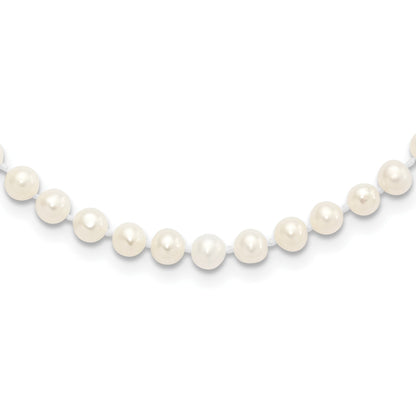 Sterling Silver Rhodium-plated 4-5mm White Near-Round Freshwater Cultured Pearl 20 inch Necklace