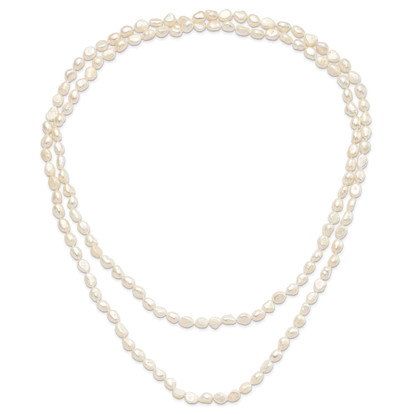 9-10mm White Baroque Freshwater Cultured Pearl Slip-on Endless 64 inch Necklace