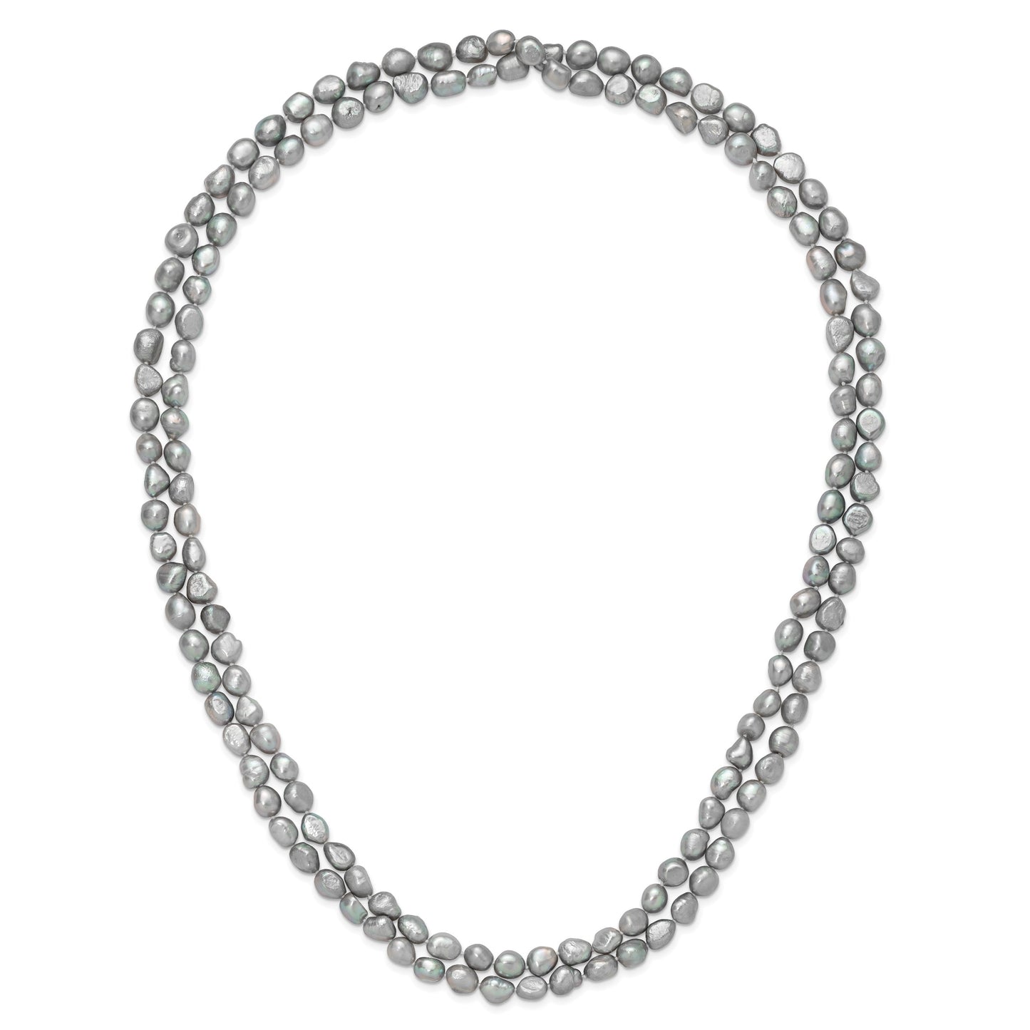 9-11mm Grey Baroque Freshwater Cultured Pearl Endless 64 inch Necklace