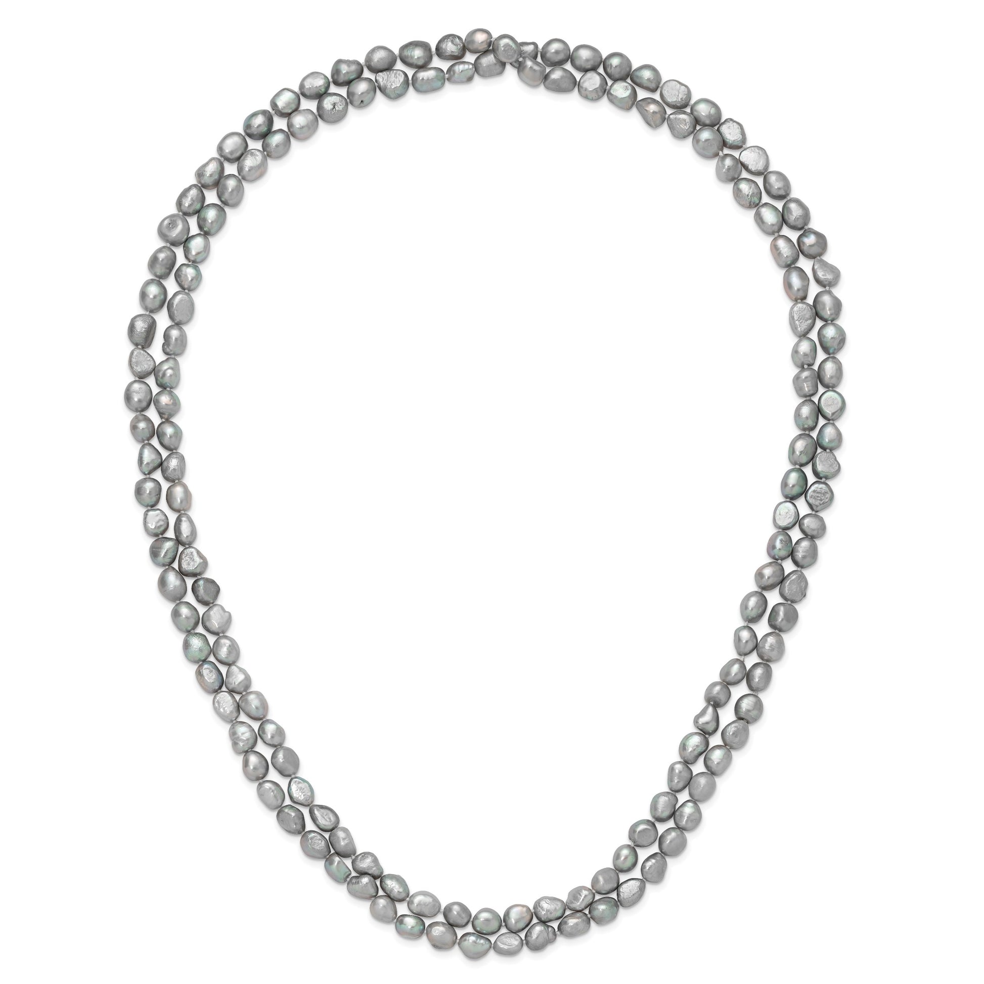 9-11mm Grey Baroque Freshwater Cultured Pearl Endless 64 inch Necklace