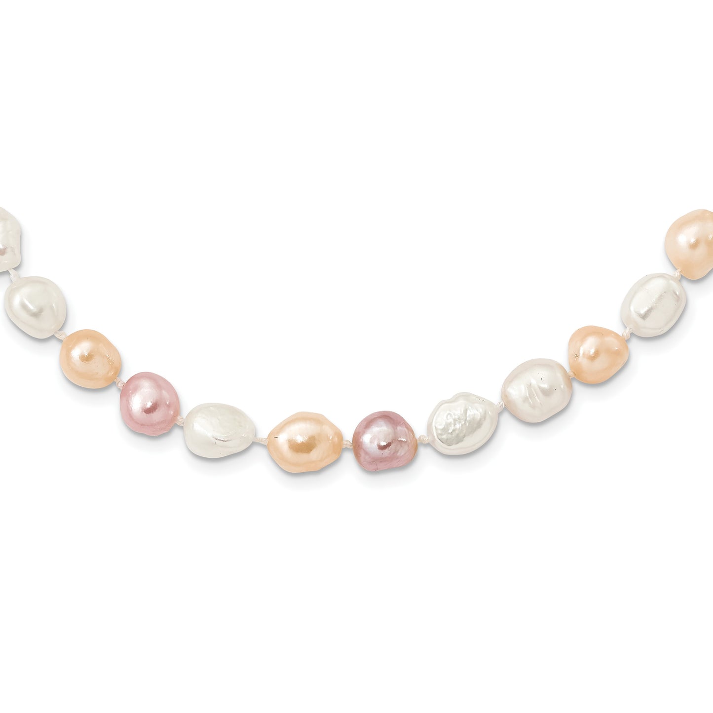 9-11mm White, Pink and Purple Baroque Freshwater Cultured Pearl Endless 64 inch Necklace