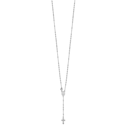 Sterling Silver 18 Rhodium Plated Polished Beaded Rosary