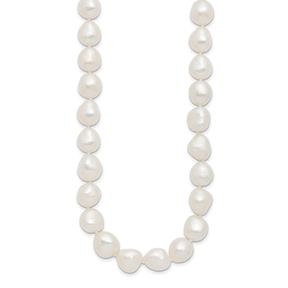 Sterling Silver Rhodium-plated 11-12mm White Baroque Freshwater Cultured Pearl 20 inch Necklace