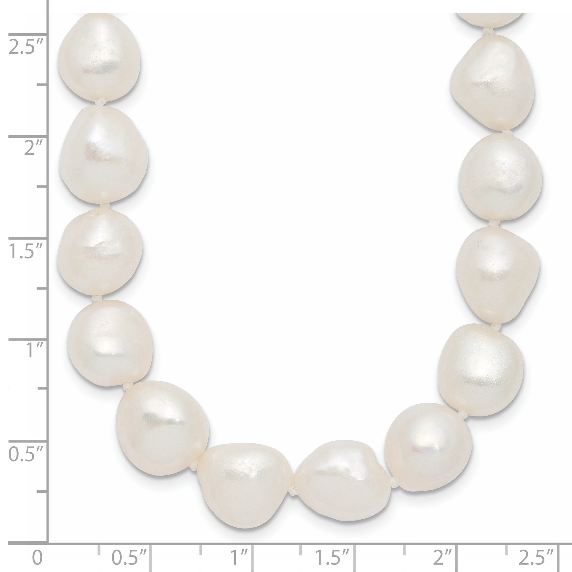 Sterling Silver Rhodium-plated 11-12mm White Baroque Freshwater Cultured Pearl 18 inch Necklace