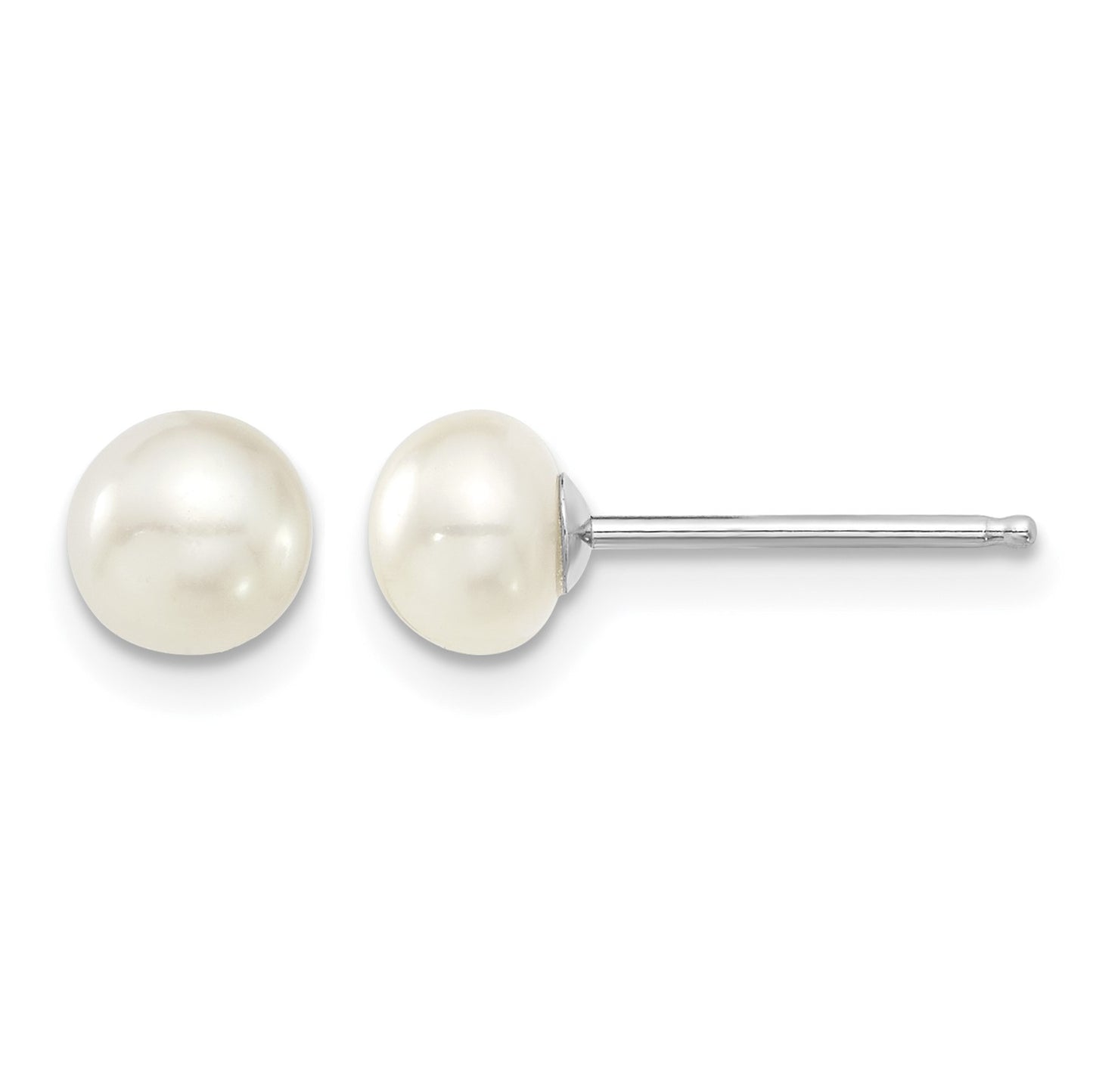 Sterling Silver Rhodium-plated 6-7mm White Teardrop Freshwater Cultured Pearl 17 inch Necklace and Button Post Earrings Set