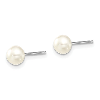 Sterling Silver Rhodium-plated 6-7mm White Teardrop Freshwater Cultured Pearl 17 inch Necklace and Button Post Earrings Set