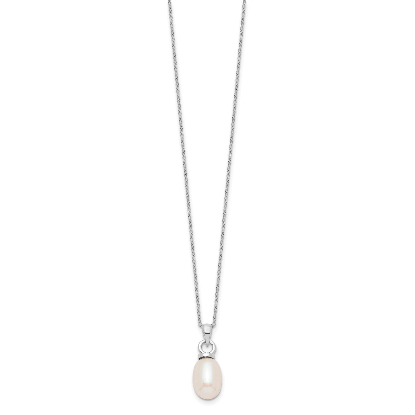 Sterling Silver Rhodium-plated 10-11mm White Teardrop Freshwater Cultured Pearl 17 inch Necklace and Dangle Earrings Set