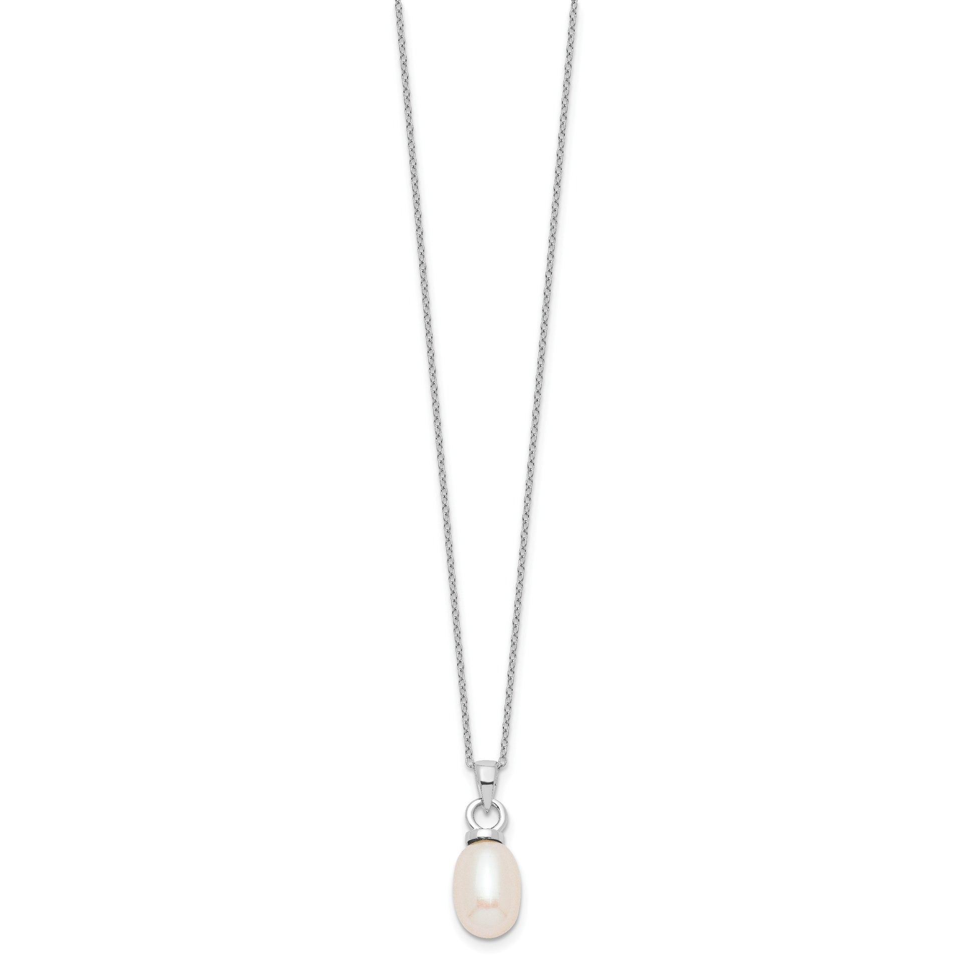Sterling Silver Rhodium-plated 10-11mm White Teardrop Freshwater Cultured Pearl 17 inch Necklace and Dangle Earrings Set