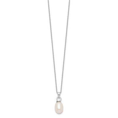Sterling Silver Rhodium-plated 10-11mm White Teardrop Freshwater Cultured Pearl 17 inch Necklace and Dangle Earrings Set