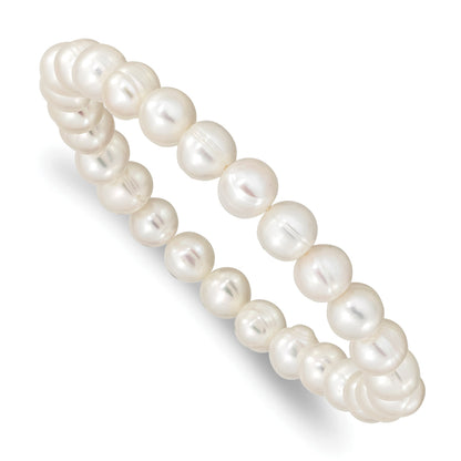 6-7mm White Freshwater Cultured Pearl Stretch Bracelet