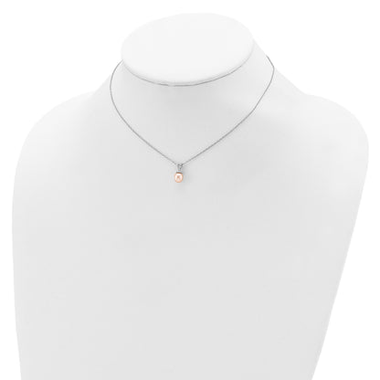 Sterling Silver Madi K Rhodium-plated 6-7mm Pink Rice Freshwater Cultured Pearl 14 inch Necklace