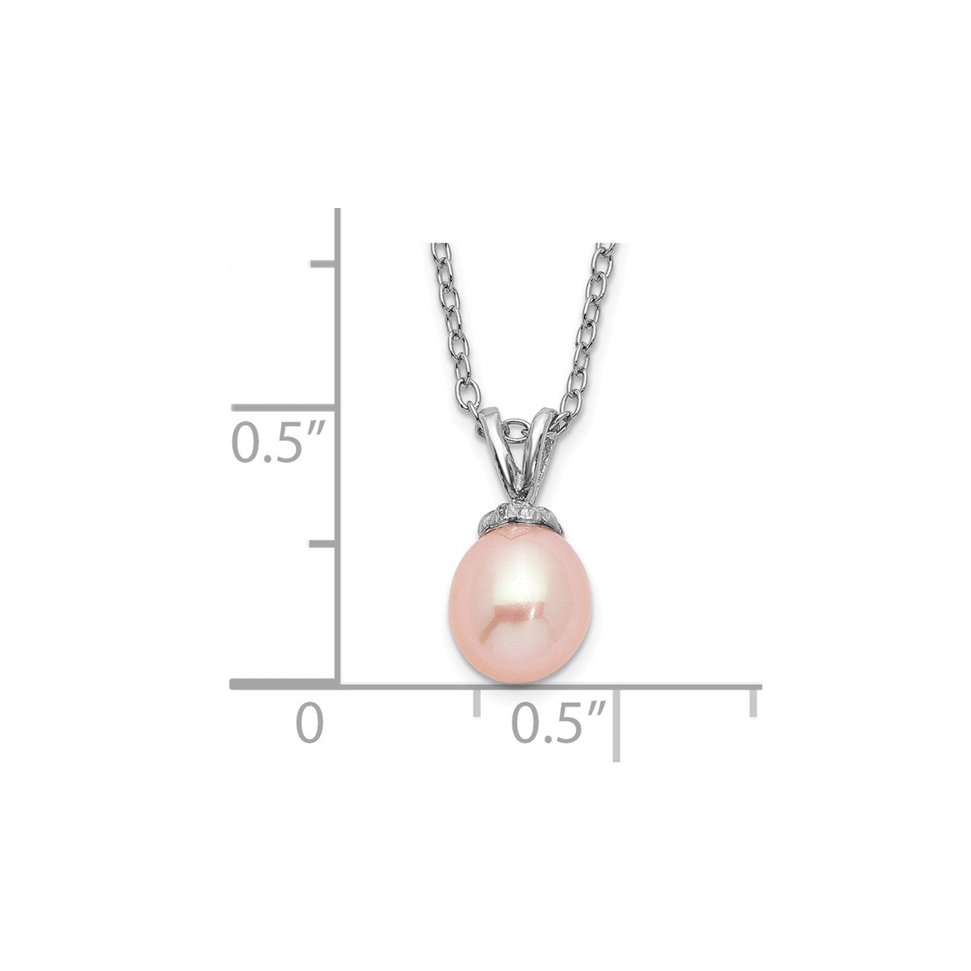Sterling Silver Madi K Rhodium-plated 6-7mm Pink Rice Freshwater Cultured Pearl 14 inch Necklace