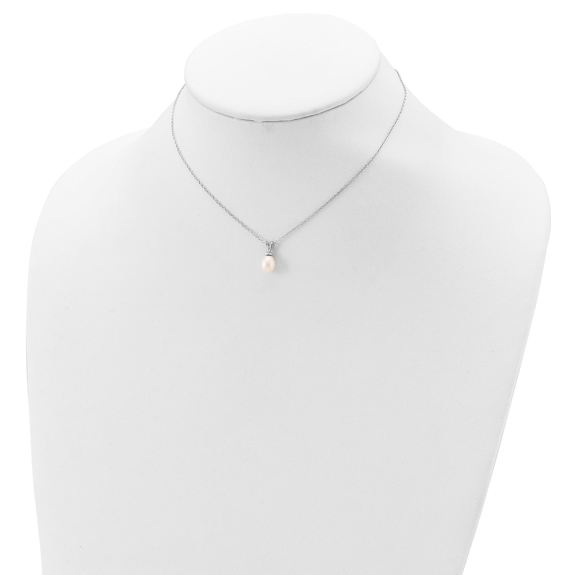 Sterling Silver Madi K Rhodium-plated 6-7mm White Rice Freshwater Cultured Pearl 14 inch Necklace