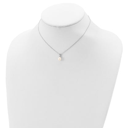 Sterling Silver Madi K Rhodium-plated 6-7mm White Rice Freshwater Cultured Pearl 14 inch Necklace