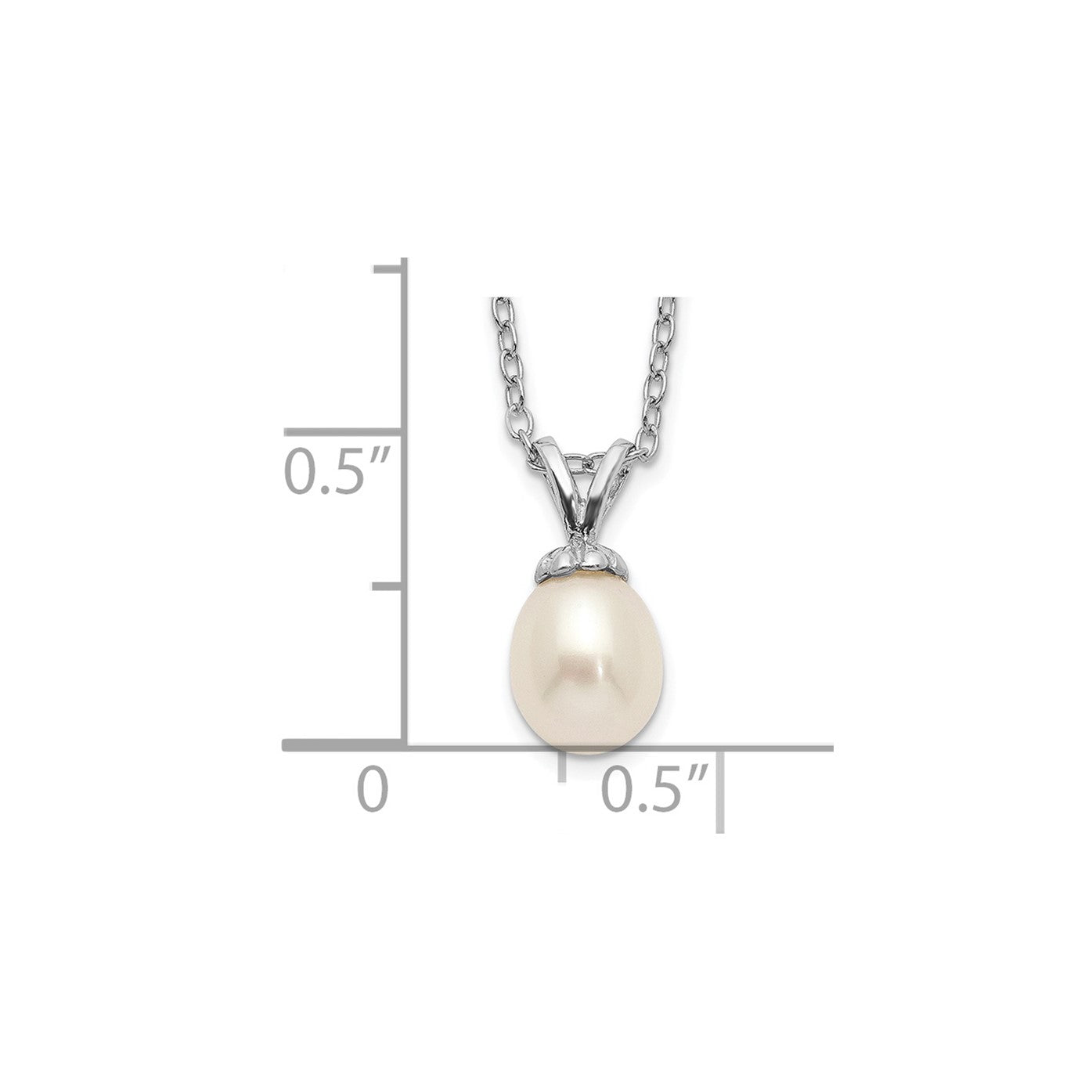 Sterling Silver Madi K Rhodium-plated 6-7mm White Rice Freshwater Cultured Pearl 14 inch Necklace