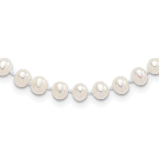 Sterling Silver Madi K Rhodium-plated 5-6mm White Semi-Round Freshwater Cultured Pearl 14 inch with 2 inch Extension Children's Necklace