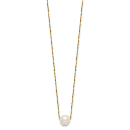 Sterling Silver Gold-plated 8-9mm White Near Round Freshwater Cultured Pearl 18 inch Necklace