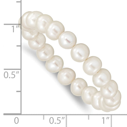 Madi K 5-6mm White Semi-Round Freshwater Cultured Pearl Children's Stretch Bracelet