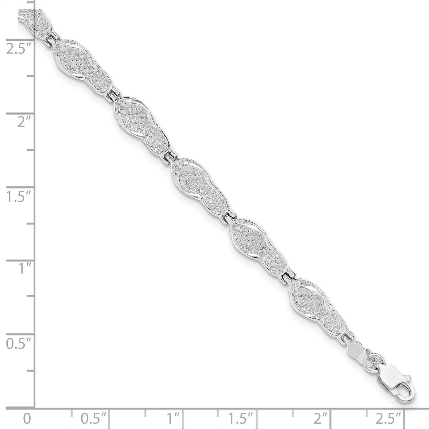 De-Ani Sterling Silver Rhodium-plated Polished Flip-flop Bracelet