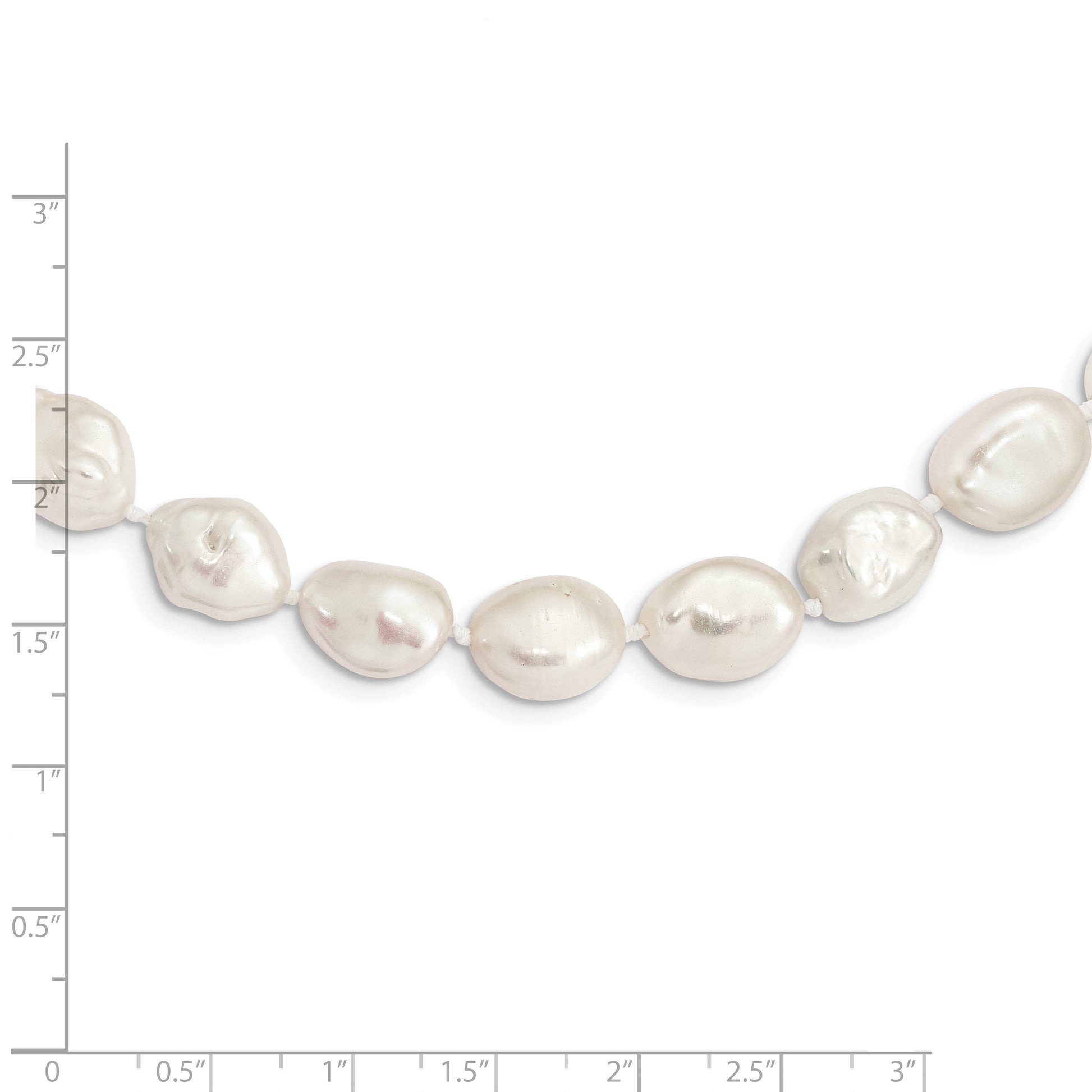 Sterling Silver Rhodium-plated 11x14mm White Keshi Freshwater Cultured Pearl 18 inch Necklace