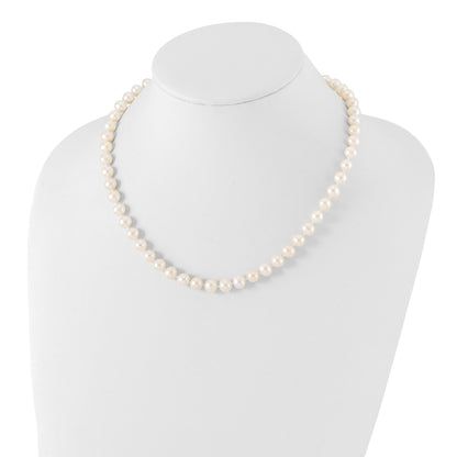 Sterling Silver Rhodium-plated 7-8mm White Near-Round Freshwater Cultured Pearl 18 inch Necklace, Stretch Bracelet and Button Post Earrings Set