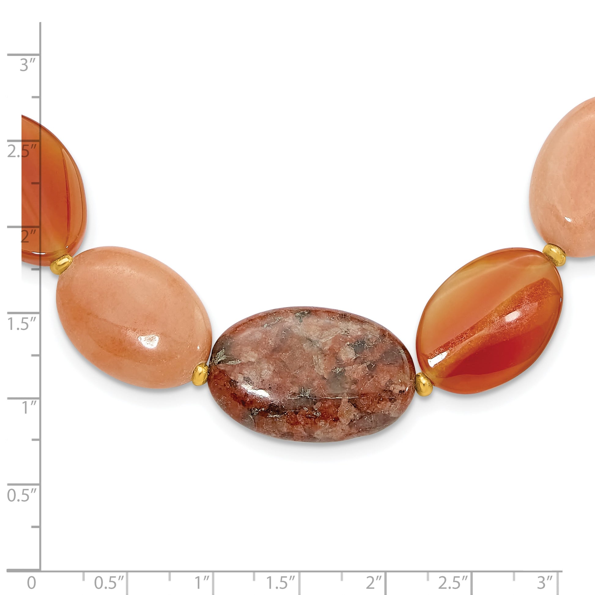 Sterling Silver Gold-plated Aventurine/Carnelian/Jasper Necklace