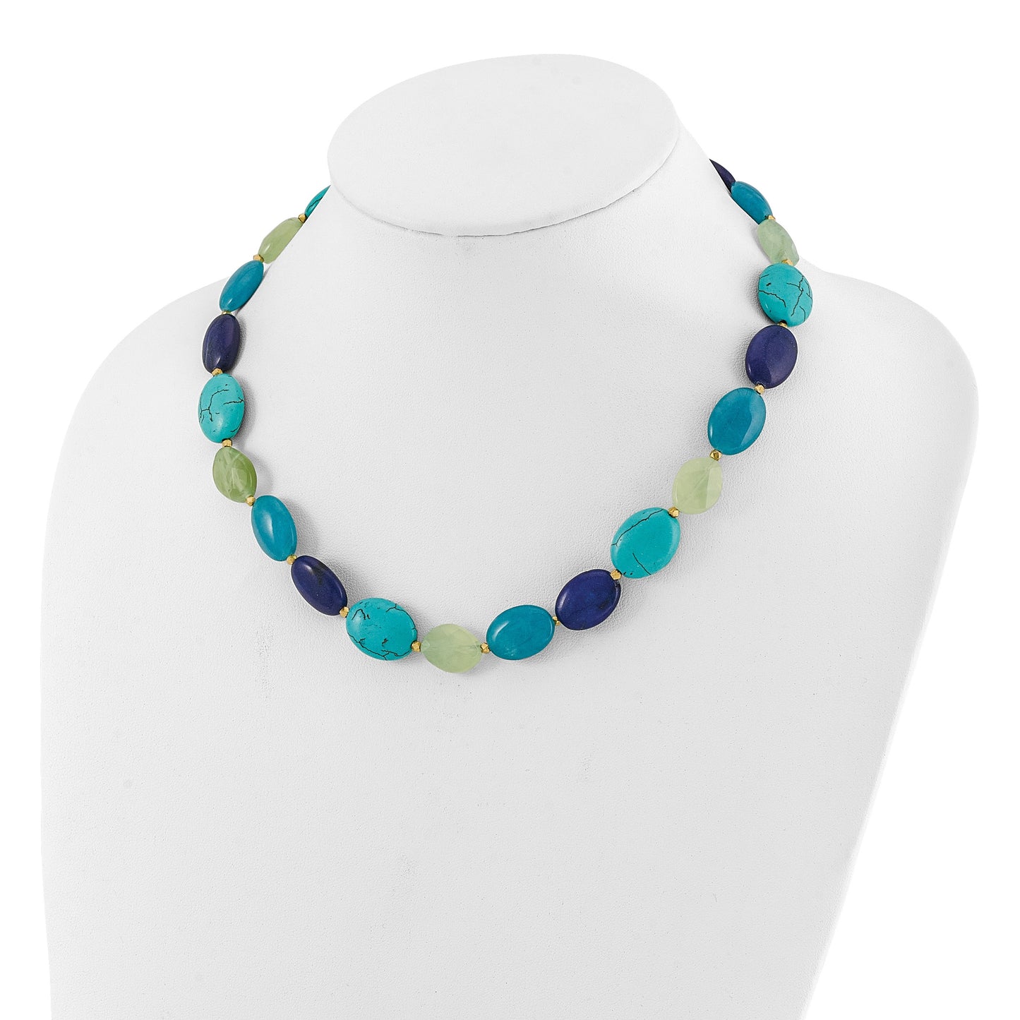 Sterling Silver Gold-plated Multi Stone 18.5in w/2in ext. Necklace