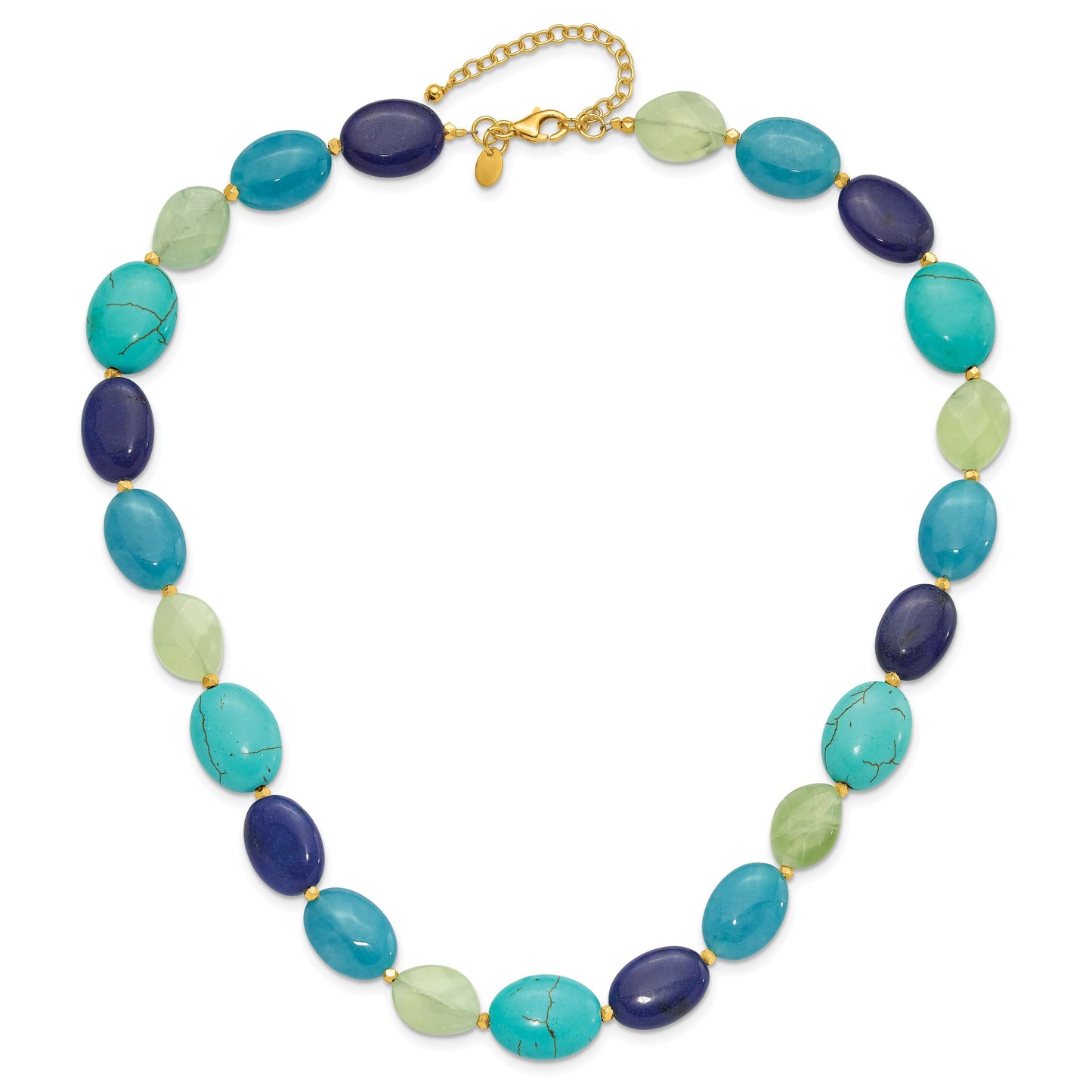 Sterling Silver Gold-plated Multi Stone 18.5in w/2in ext. Necklace