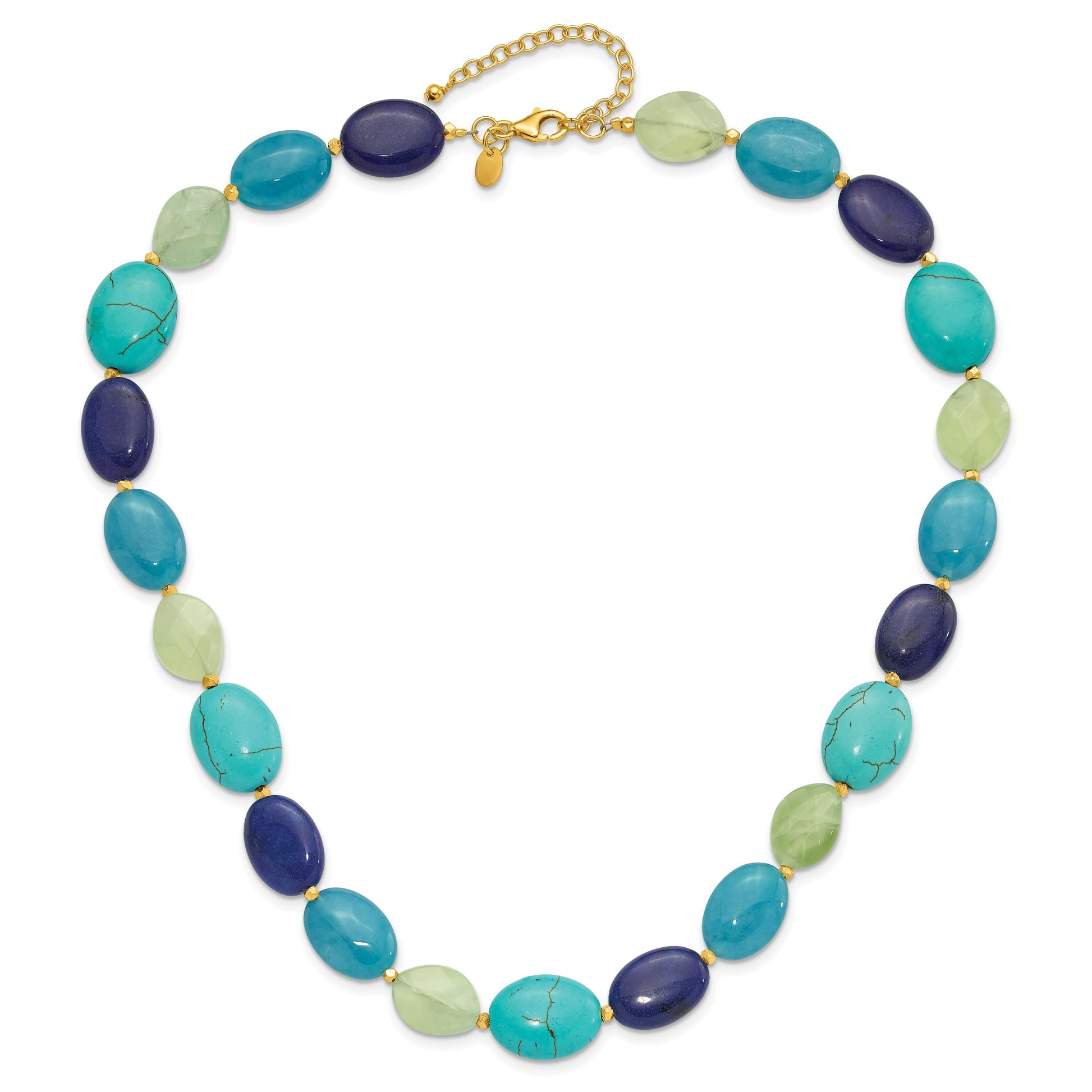 Sterling Silver Gold-plated Multi Stone 18.5in w/2in ext. Necklace
