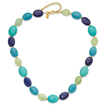 Sterling Silver Gold-plated Multi Stone 18.5in w/2in ext. Necklace
