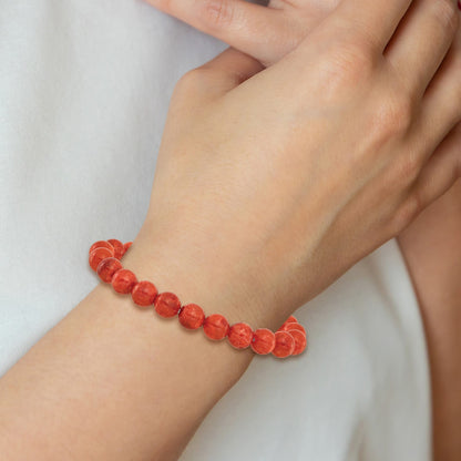 Reconstituted Coral 8.5mm Beaded Stretch Bracelet