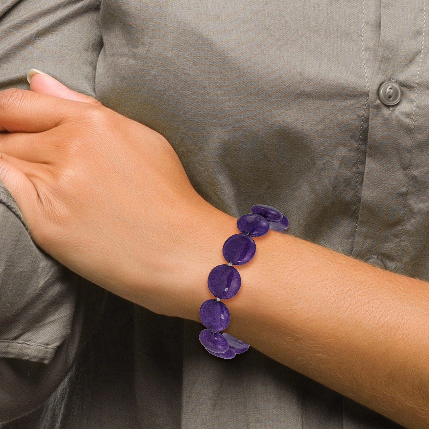Purple Quartz 14.00mm Beaded Stretch Bracelet