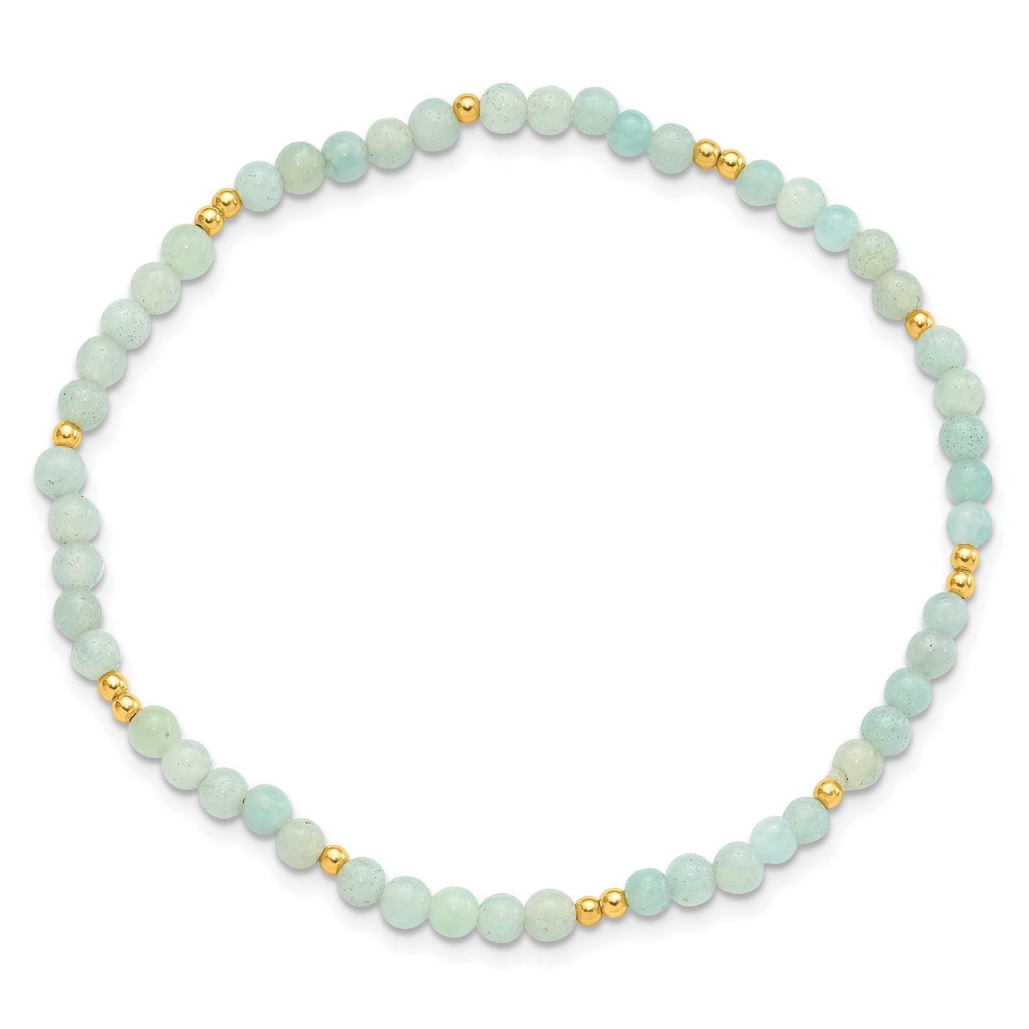 Sterling Silver Gold-plated 3mm Blue Quartz Stretch Bracelet