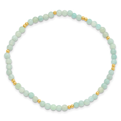 Sterling Silver Gold-plated 3mm Blue Quartz Stretch Bracelet