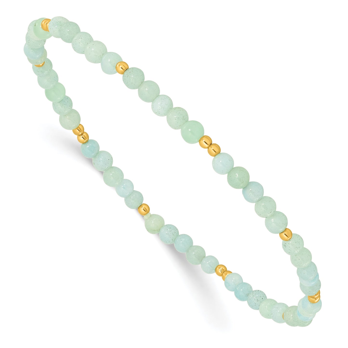 Sterling Silver Gold-plated 3mm Blue Quartz Stretch Bracelet