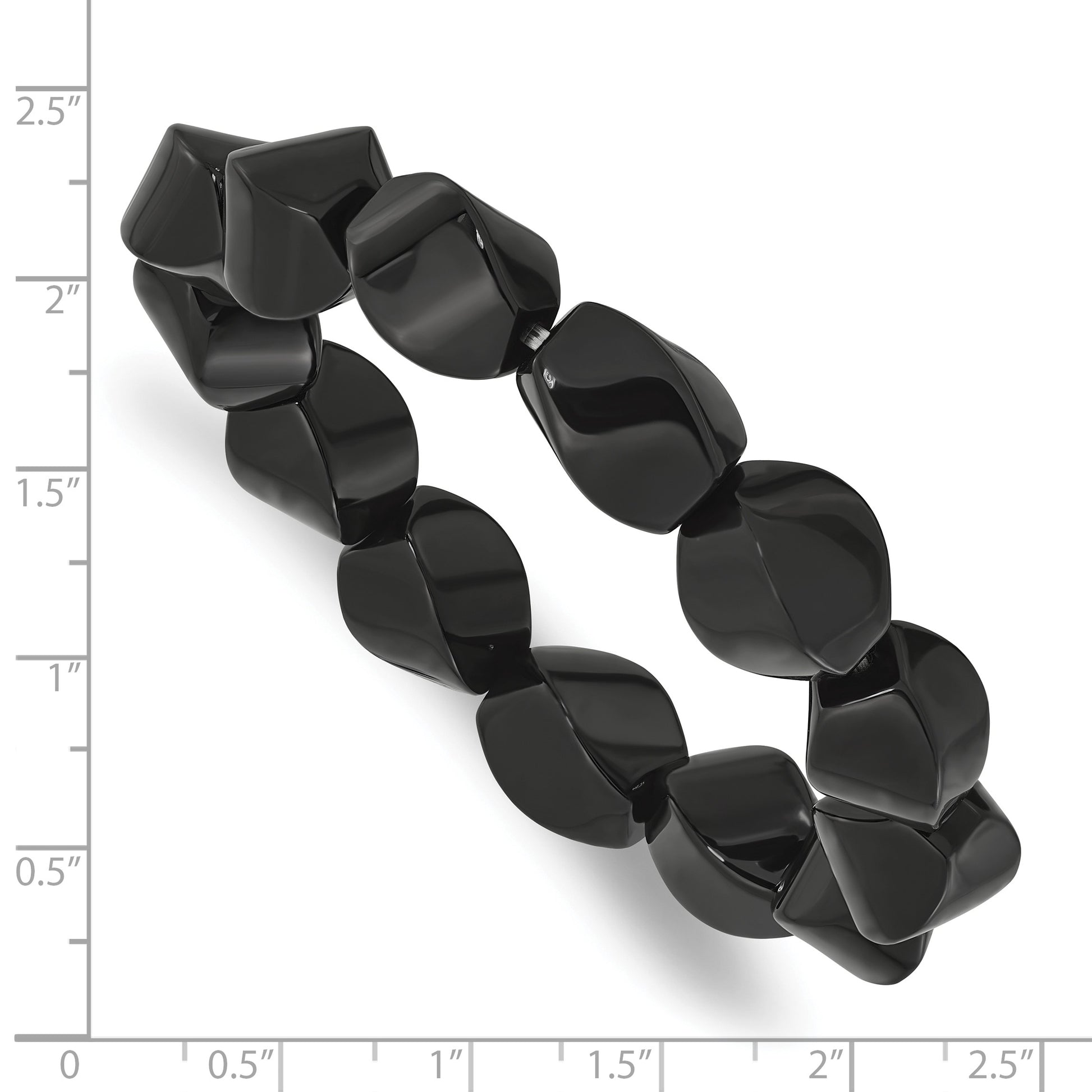 Black Agate 10x14mm Twisted Oval Beaded Stretch Bracelet