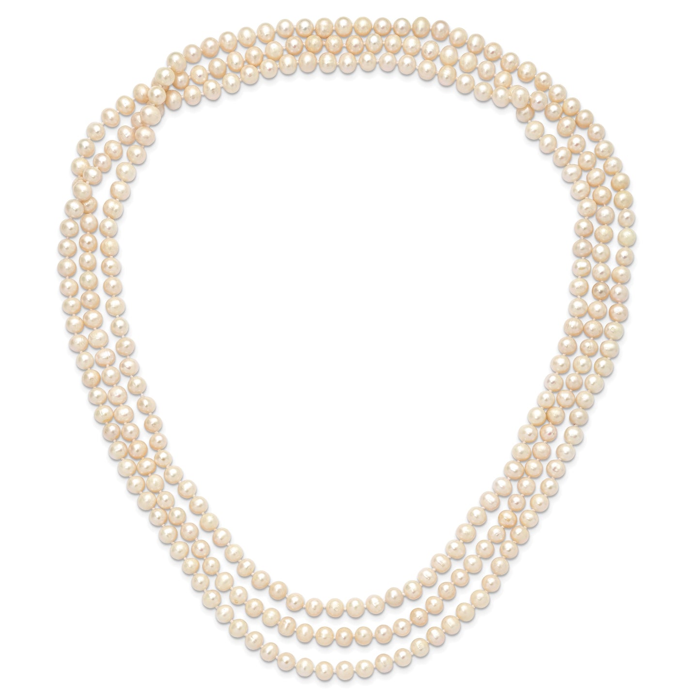 7-8mm White Near-Round Freshwater Cultured Pearl 76 inch Slip on Necklace