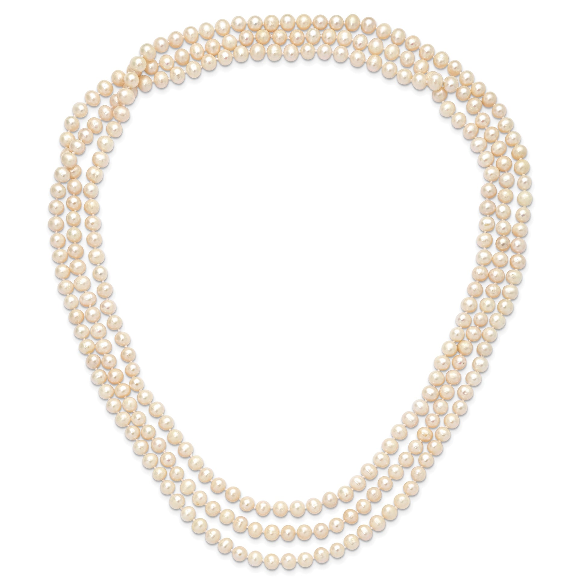 7-8mm White Near-Round Freshwater Cultured Pearl 76 inch Slip on Necklace
