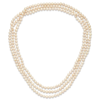 7-8mm White Near-Round Freshwater Cultured Pearl 76 inch Slip on Necklace