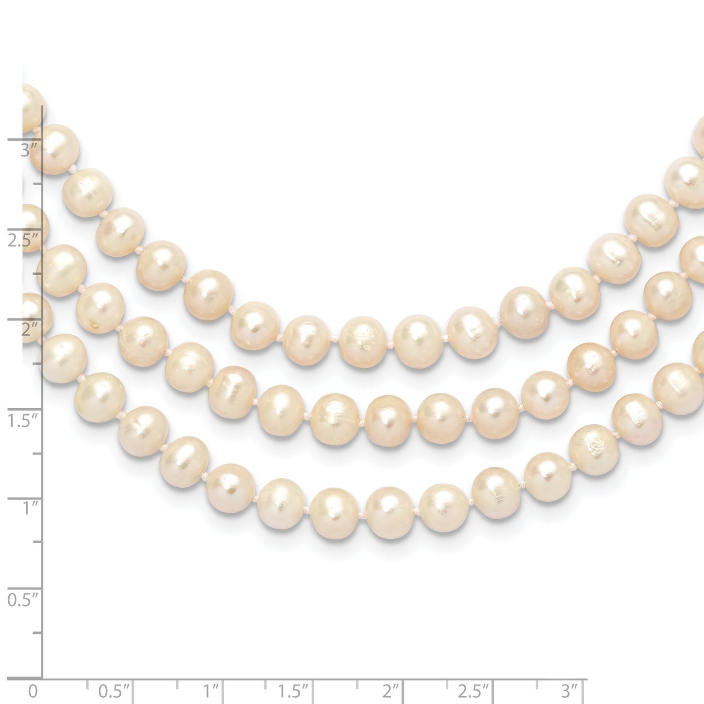 7-8mm White Near-Round Freshwater Cultured Pearl 76 inch Slip on Necklace