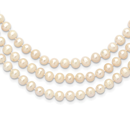 7-8mm White Near-Round Freshwater Cultured Pearl 76 inch Slip on Necklace