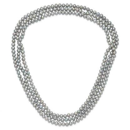 7-8mm Grey Near-Round Freshwater Cultured Pearl 76 inch Slip on Necklace