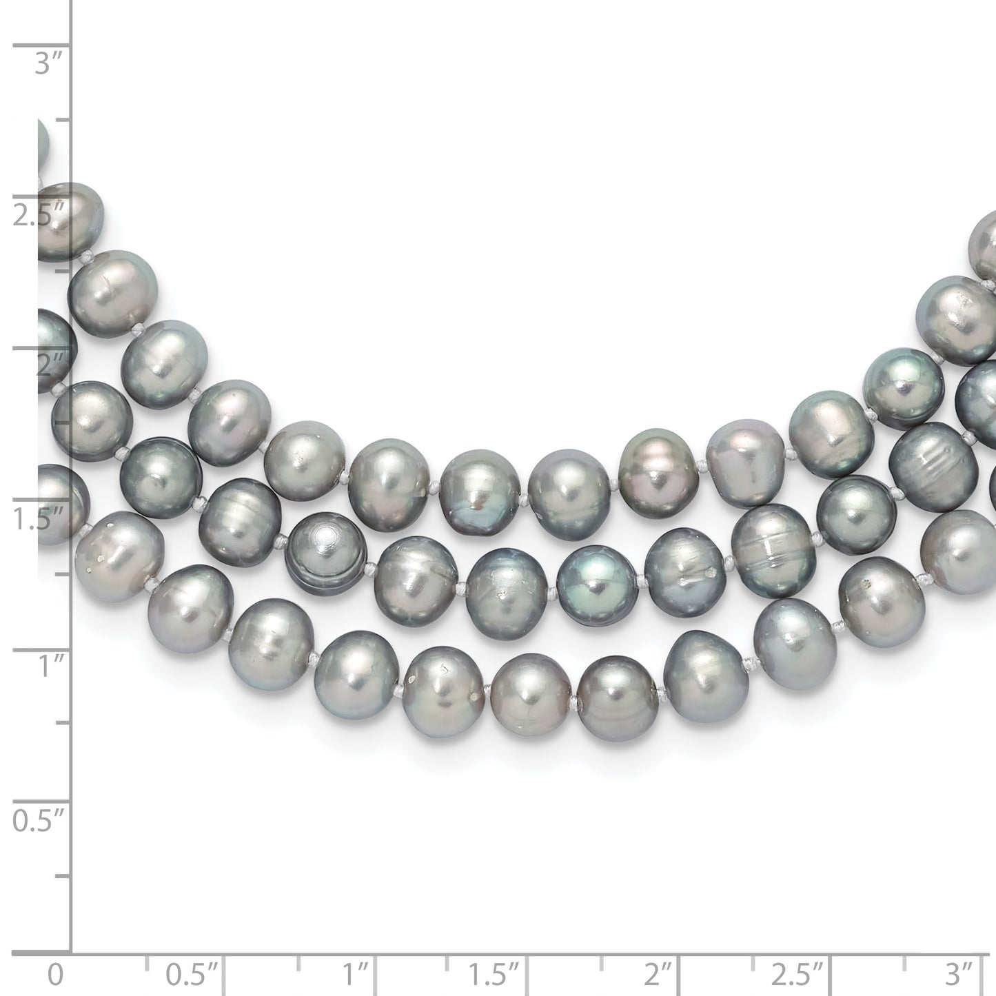 7-8mm Grey Near-Round Freshwater Cultured Pearl 76 inch Slip on Necklace