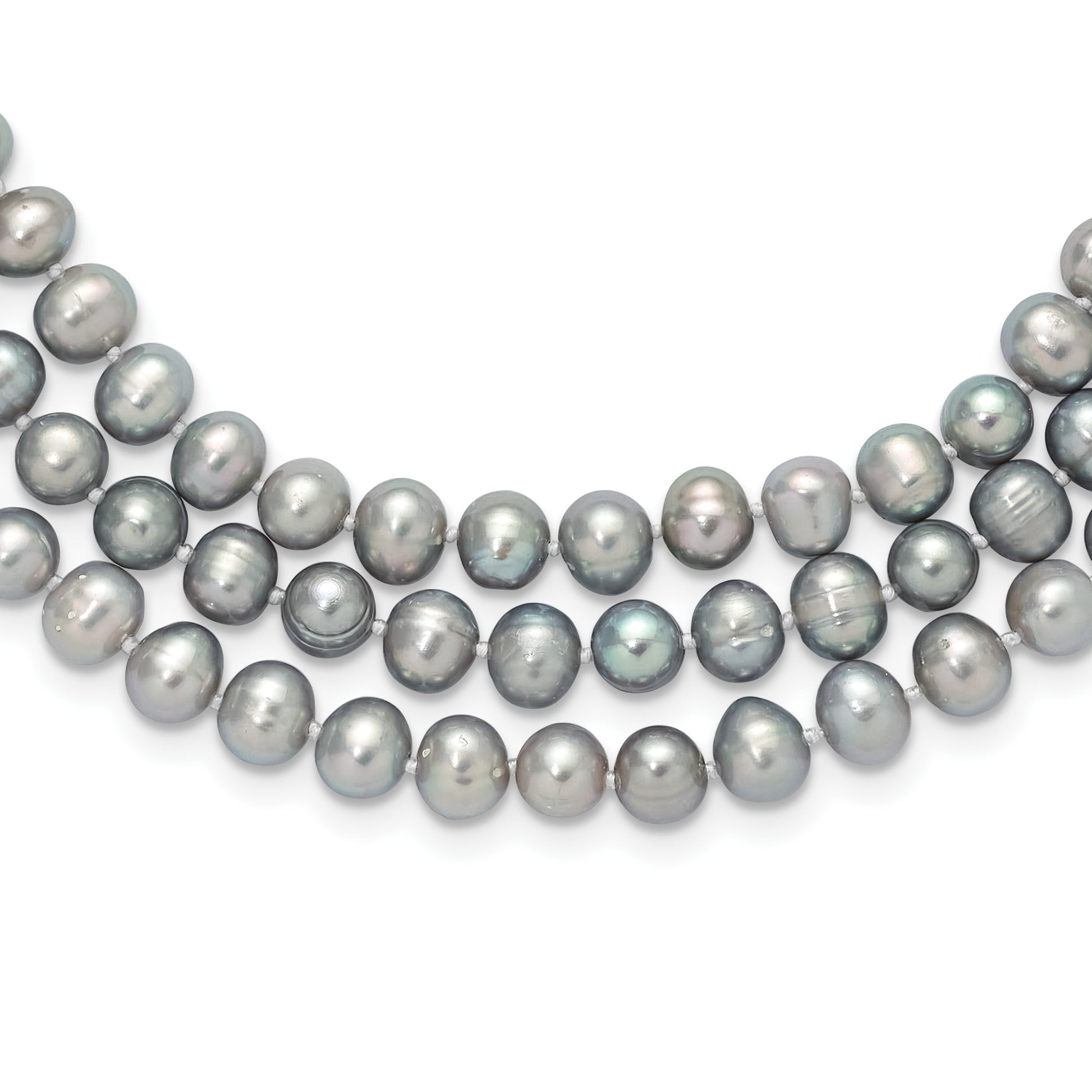 7-8mm Grey Near-Round Freshwater Cultured Pearl 76 inch Slip on Necklace