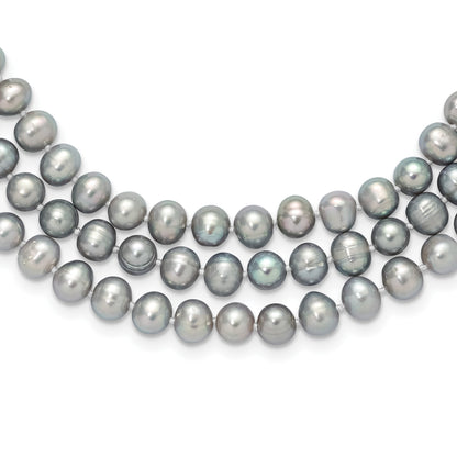 7-8mm Grey Near-Round Freshwater Cultured Pearl 76 inch Slip on Necklace