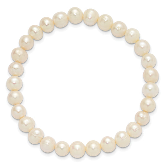 7-8mm Semi-Round Grey/White/Black/Red/Green Freshwater Cultured Pearl Stretch 5-Bracelet Set