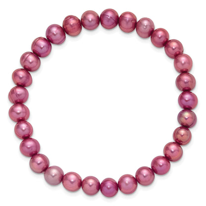 7-8mm Semi-Round Grey/White/Black/Red/Green Freshwater Cultured Pearl Stretch 5-Bracelet Set