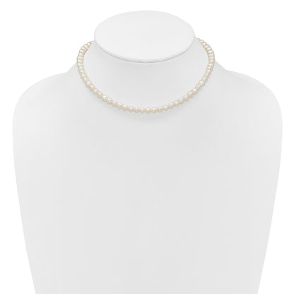 Sterling Silver Rhodium-plated 6-7mm Semi-Round White Freshwater Cultured Pearl 14 inch with 2 inch Extender Choker