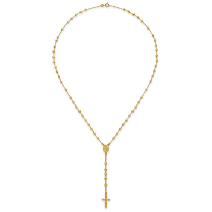 Sterling Silver Gold-tone Polished and Beaded Rosary 24 inch Necklace